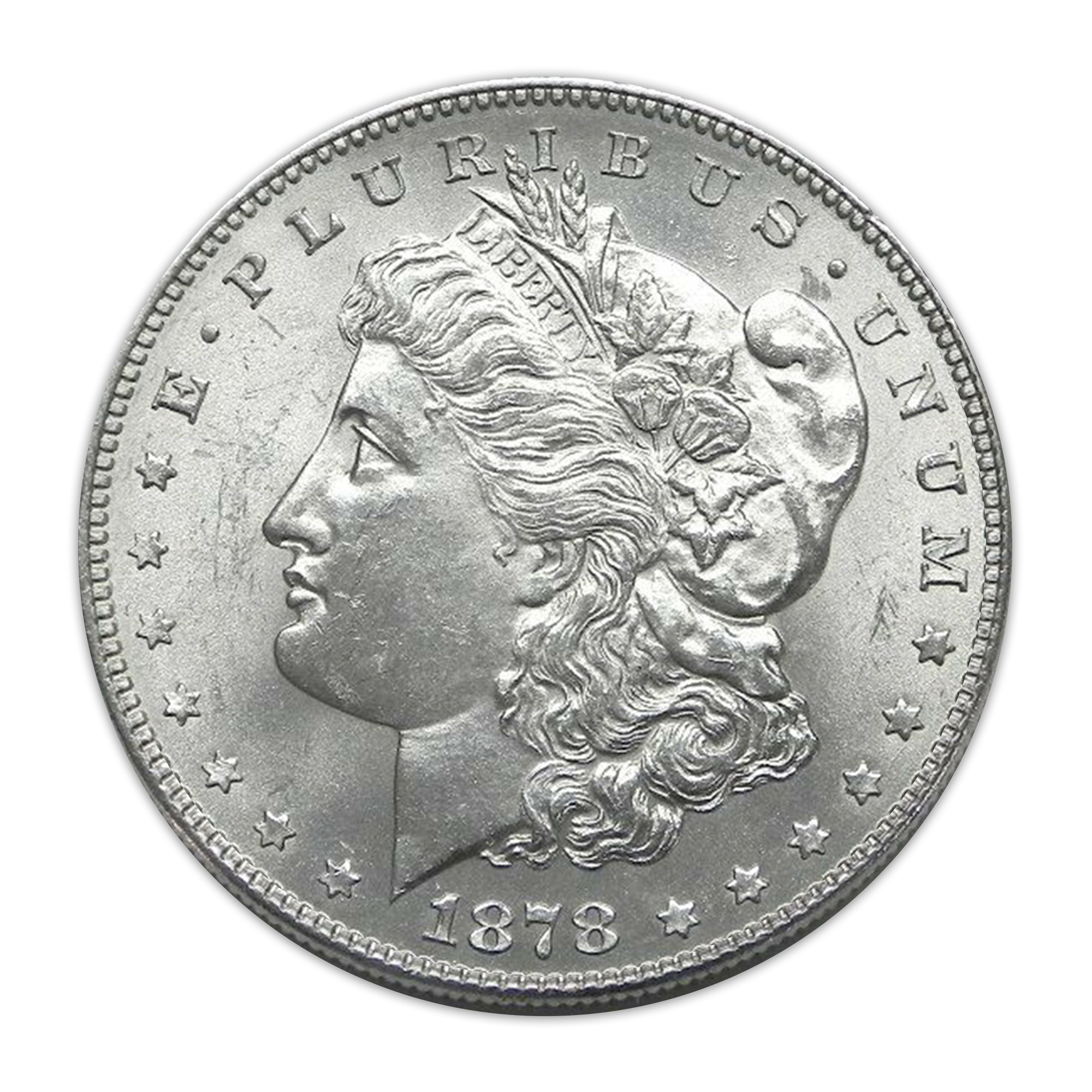 Morgan Silver Dollar Uncirculated 1878 7 over 8