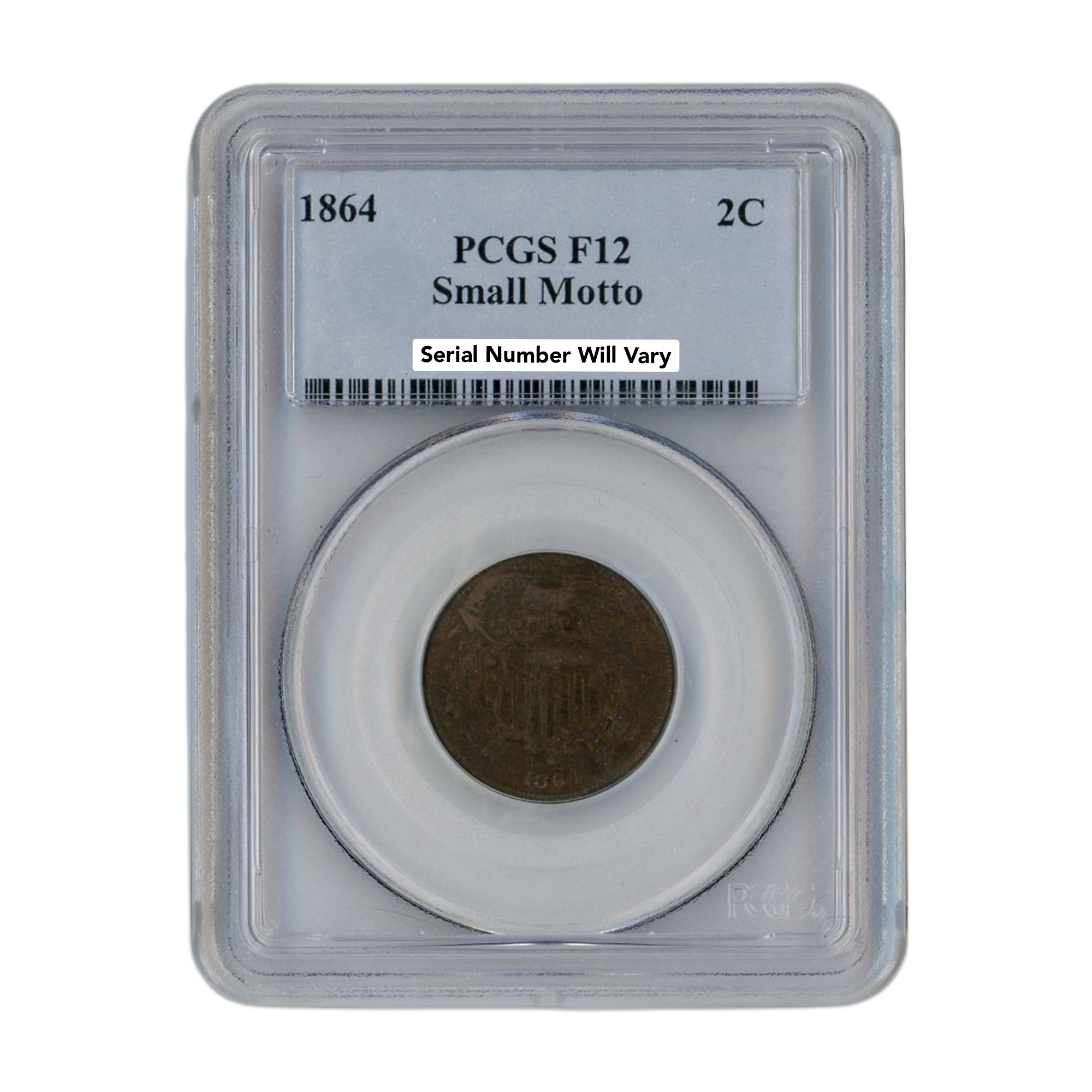 1864 Two Cent Piece Small Motto PCGS F12 CoinsTV