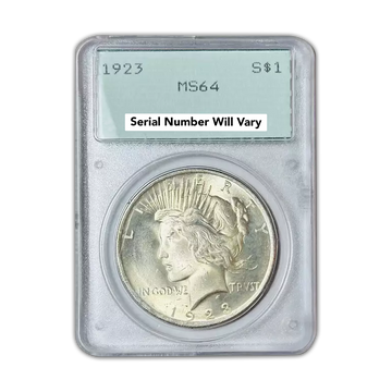 1923 Peace Silver Dollar - Original Green Holder - PCGS MS64