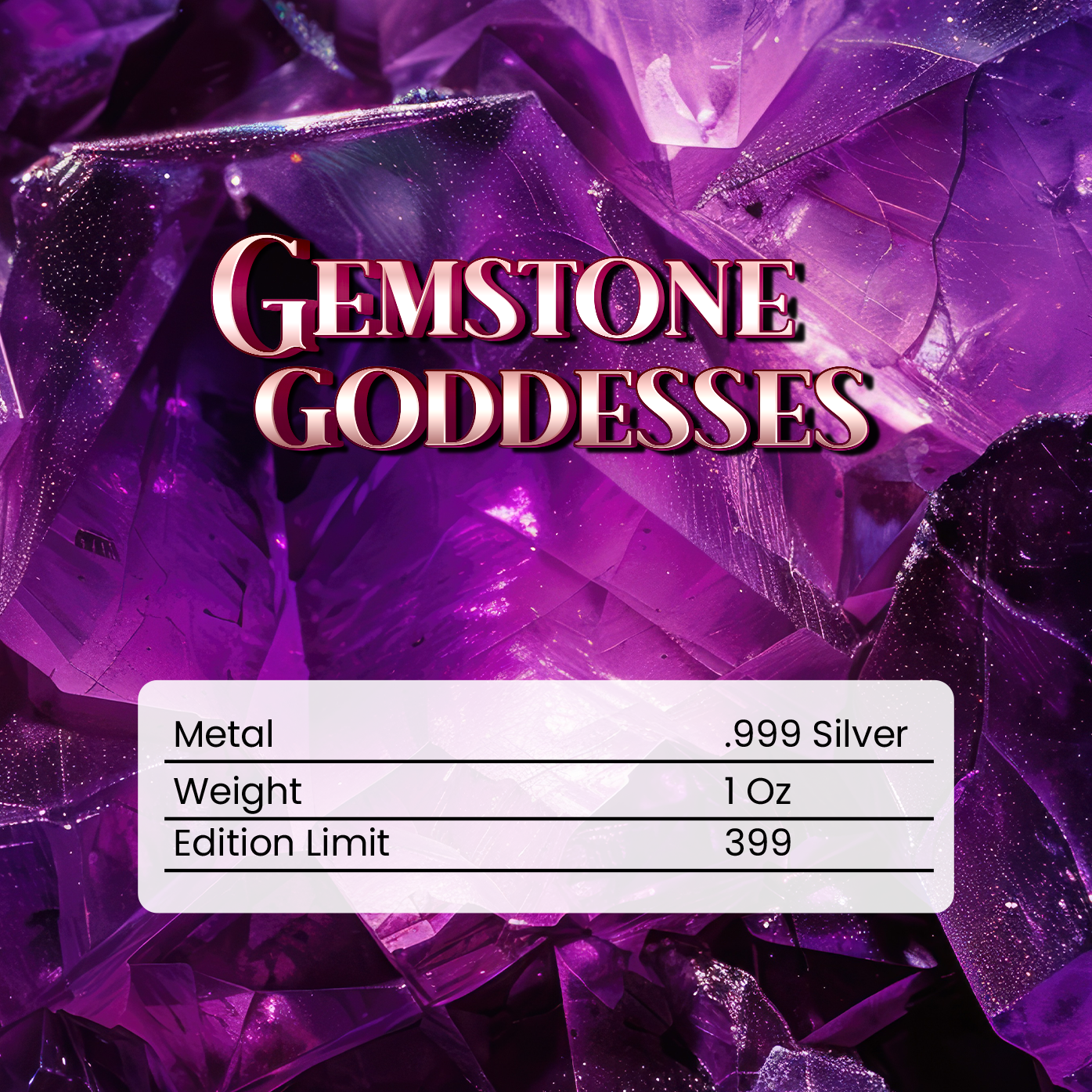 Chromatics Gemstone Goddesses Amethyst 1 oz Silver Bar