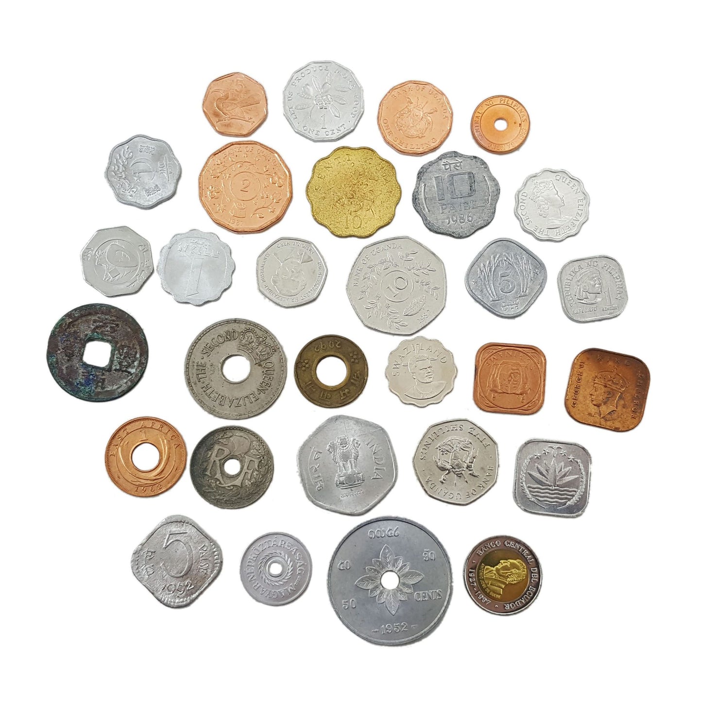 Odd Shaped Coins - Set of 30 Different Coins from Around the World