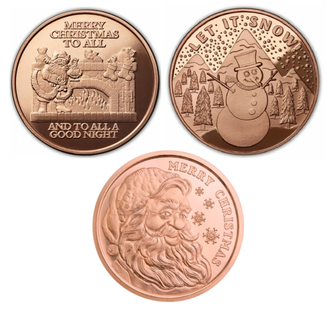 Christmas Themed Copper Rounds - 3 Piece Set