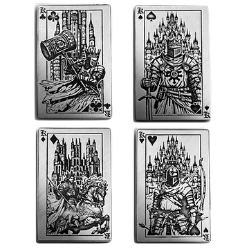 Renaissance Deck of Cards - Kings 4 x 1 oz Silver Card Bar Set