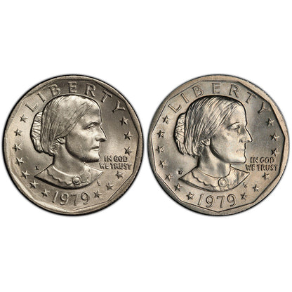 1979 Susan B. Anthony Dollar  - Near & Wide Rim - 2 pc Set