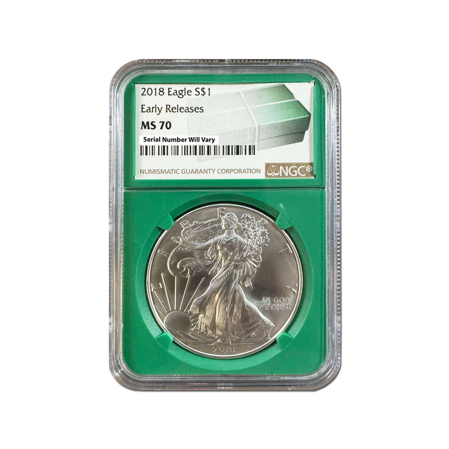 2018 Silver Eagle - Monster Box Label - NGC MS70 Early Releases