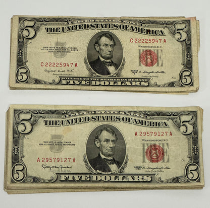 Frontier Red Seal $5 Notes - Circulated