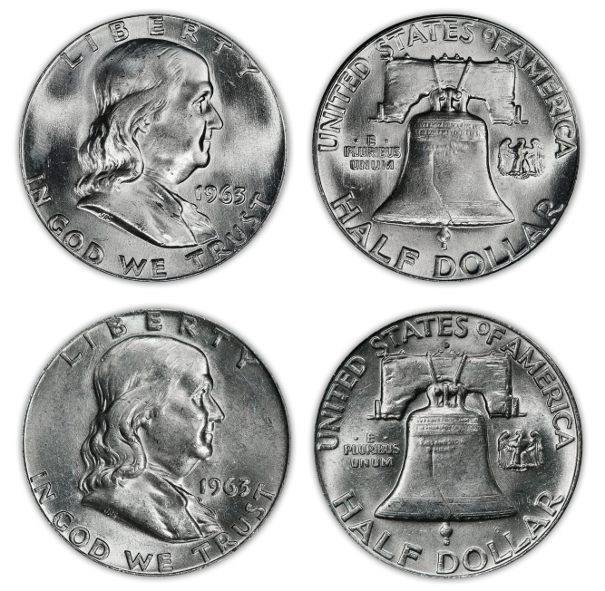 1963 D & P Franklin 90% Silver Half Dollar 2 pc Set - Uncirculated