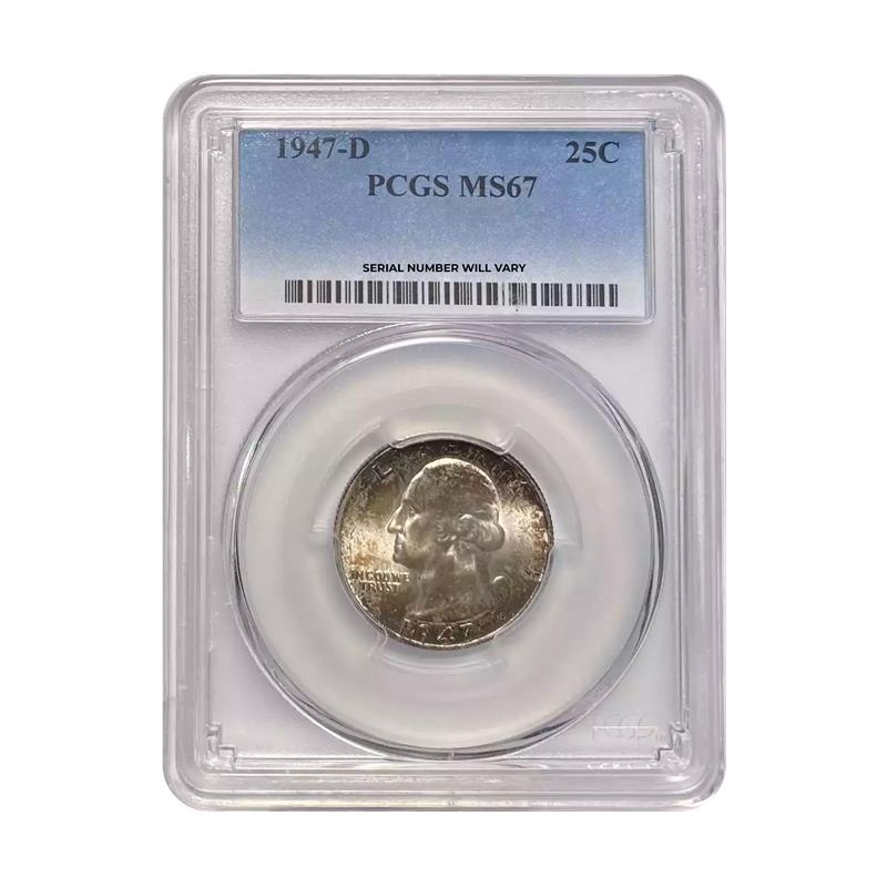 1947-D Washington Silver Quarter - PCGS MS67