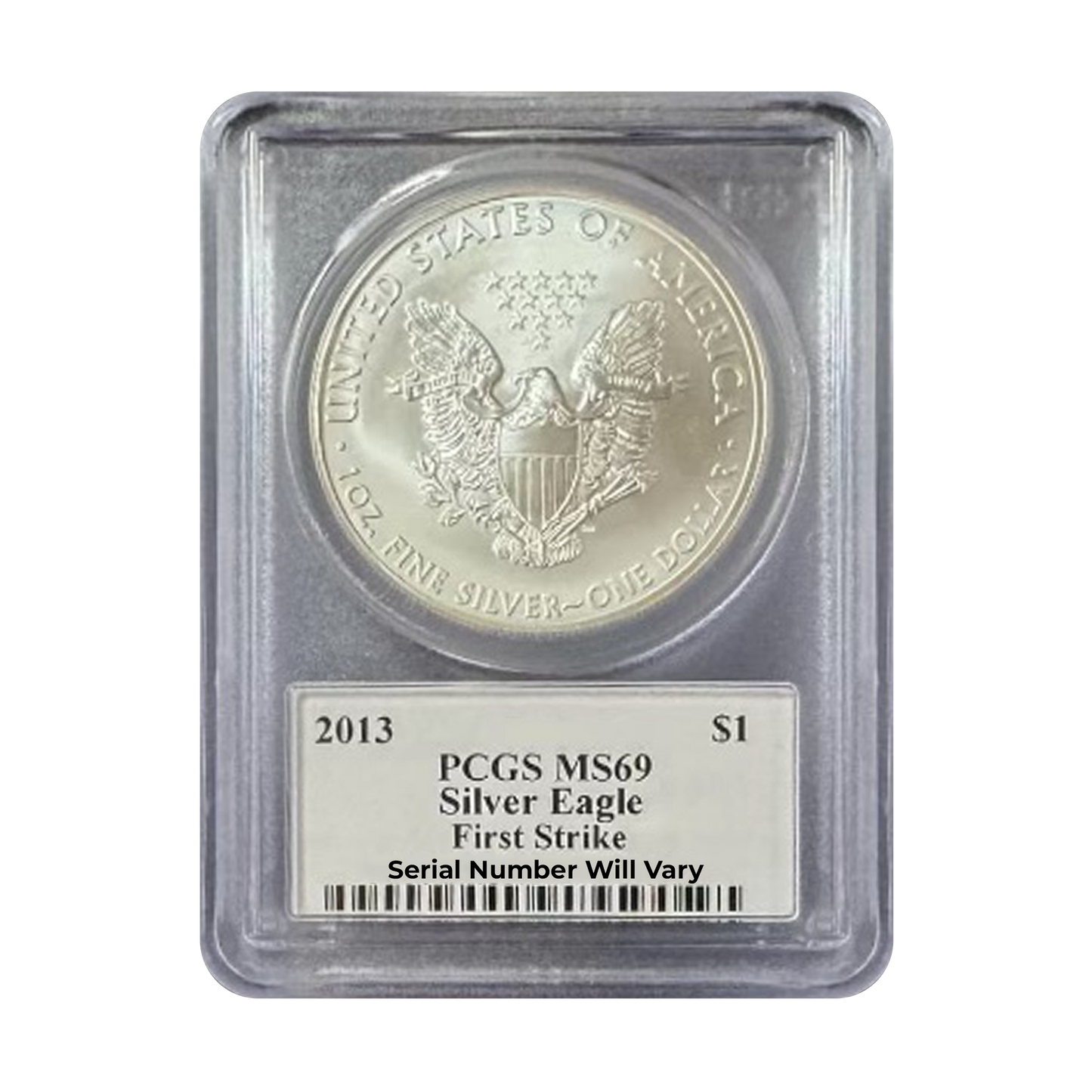 2013 Silver Eagle - Mercanti Signature Label - PCGS MS69 First Strike