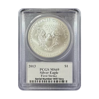 2013 Silver Eagle - Mercanti Signature Label - PCGS MS69 First Strike