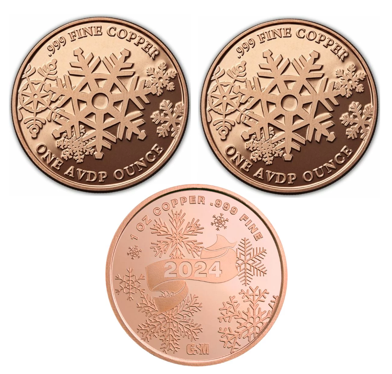 Christmas Themed Copper Rounds - 3 Piece Set