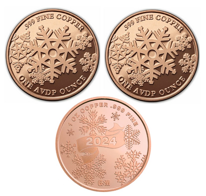 Christmas Themed Copper Rounds - 3 Piece Set