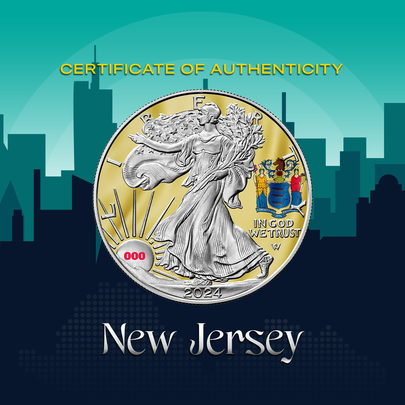 2024 State Flags Silver Eagle - New Jersey Limited Edition