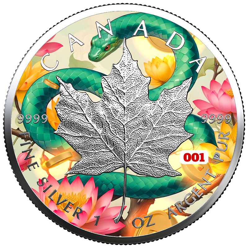 2025 Chromatics Year of the Snake Maple Leaf 1 oz Silver