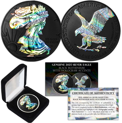 2025 U.S. Eagle Black Ruthenium Holo Edition 1 oz Silver Coin