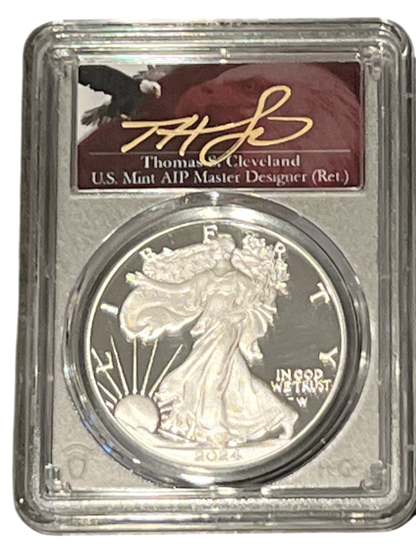 2024-W Silver Eagle - Advance Release & Cleveland Signature - PCGS PR70 DCAM