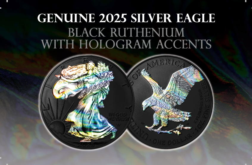 2025 U.S. Eagle Black Ruthenium Holo Edition 1 oz Silver Coin