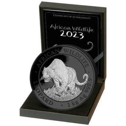 2023 Somalia Leopard Black Premium 1 Kilo Silver Coin
