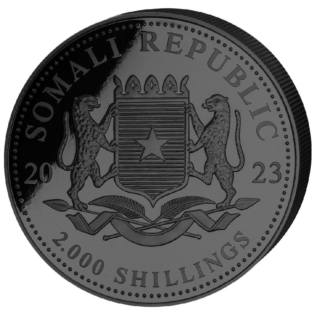 2023 Somalia Leopard Black Premium 1 Kilo Silver Coin