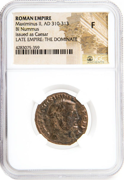 Roman AE of Maximinus II (AD310-313) BI Nummus Issued as Caesar - NGC(F)