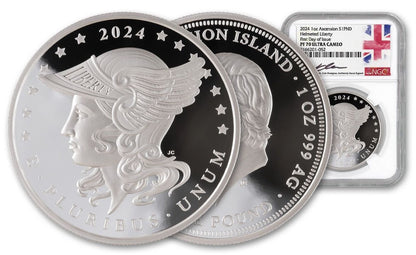 2024 Ascension Island Helmeted Liberty Proof 1 oz Silver - NGC PF 70 FDI