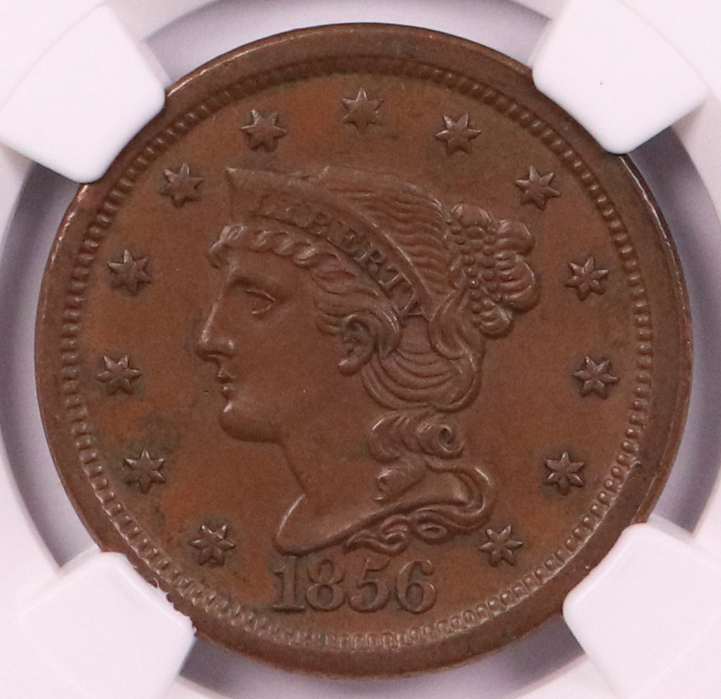 1856 Braided Hair Large Cent - Slanted 5 - NGC MS61 BN