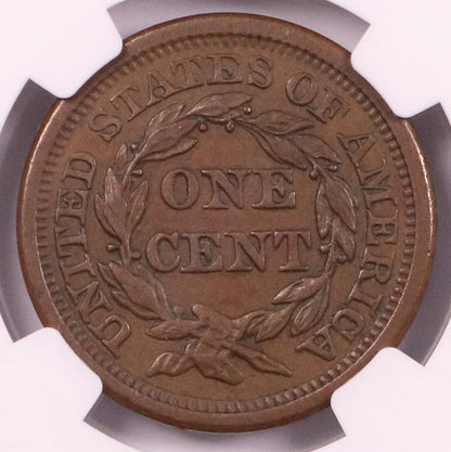 1856 Braided Hair Large Cent - Slanted 5 - NGC MS61 BN