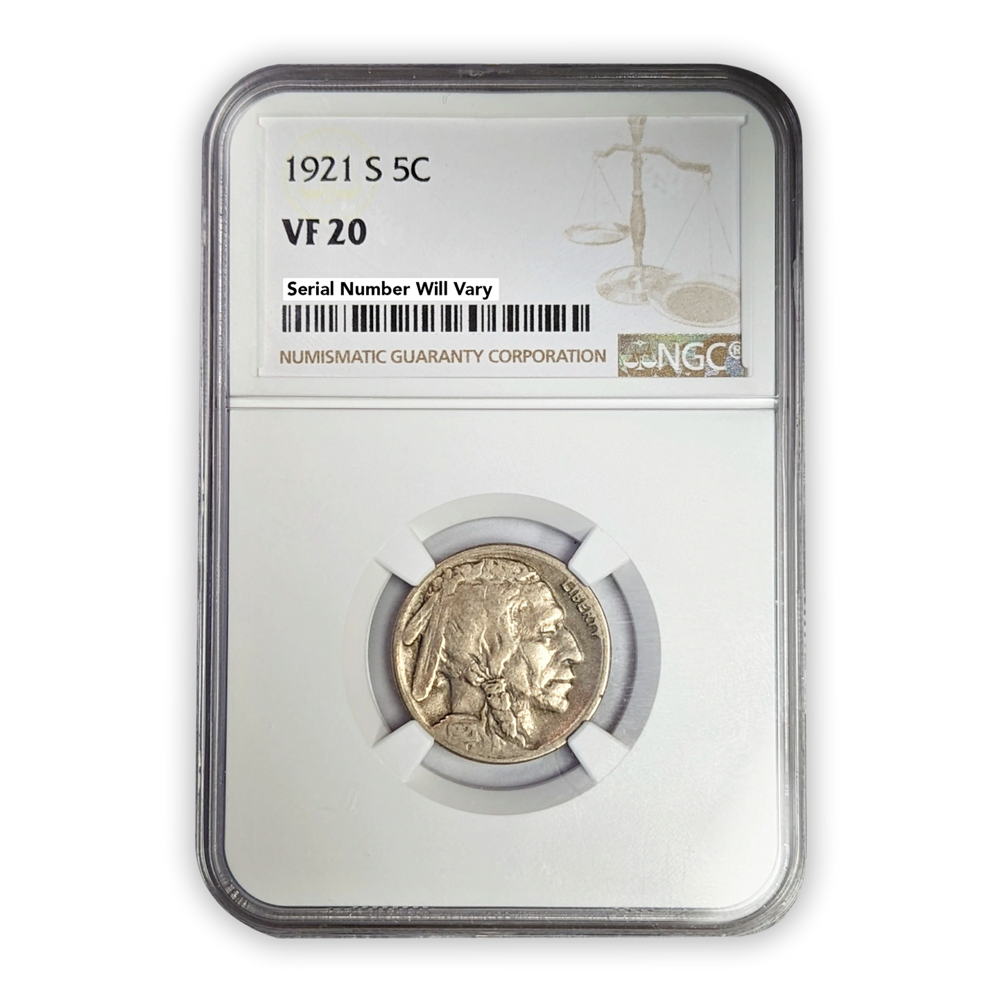 1921 S Buffalo Nickel San Francisco - NGC VF20