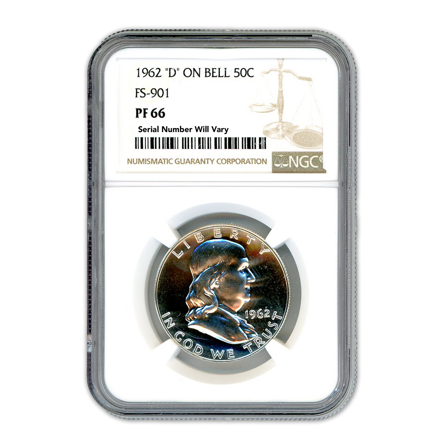 1962 Franklin Silver Half Dollar - D on Bell - NGC PF66