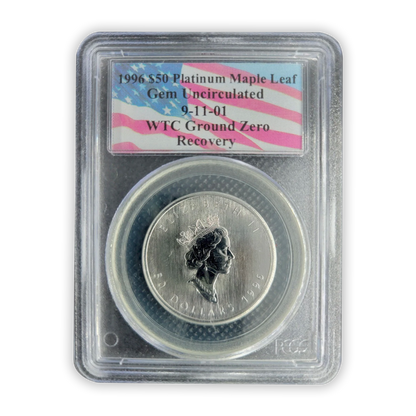 1996 $50 Platinum Maple Leaf WTC ground zero recovery