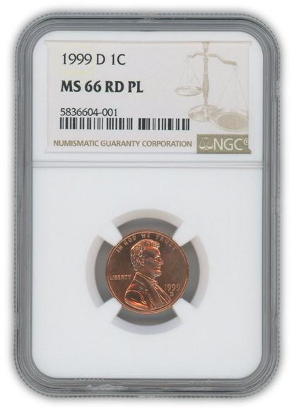 1999 Lincoln Cent Denver - NGC MS66 RD PL Prooflike