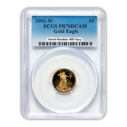 2002 $5 Gold Eagle - 1/10th oz - West Point Proof - PCGS PR70