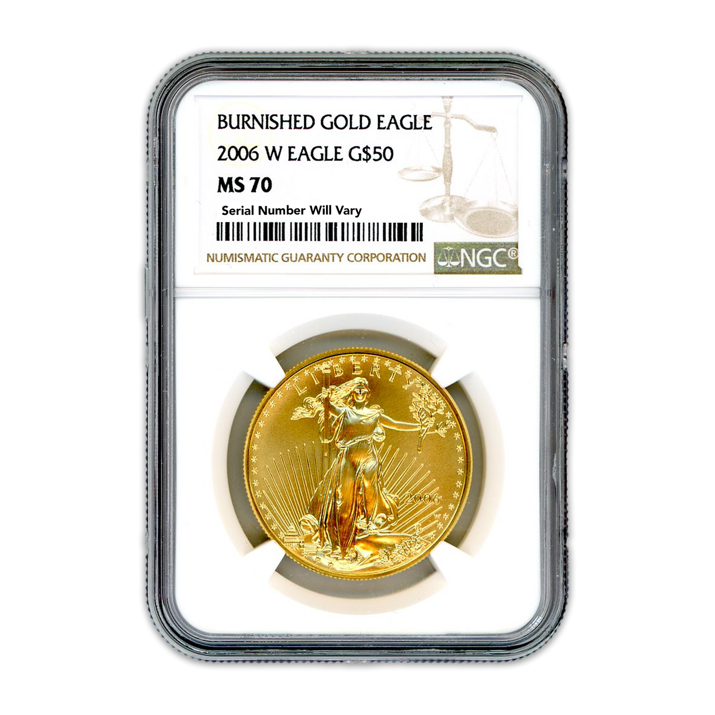 2006 $50 Burnished Gold Eagle - 1 oz - NGC MS70