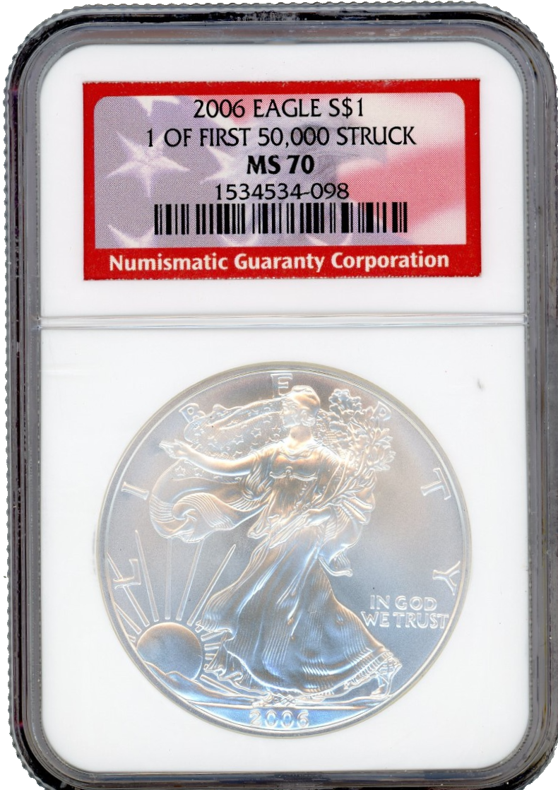 2006 Silver Eagle - First 50k Struck - NGC MS70