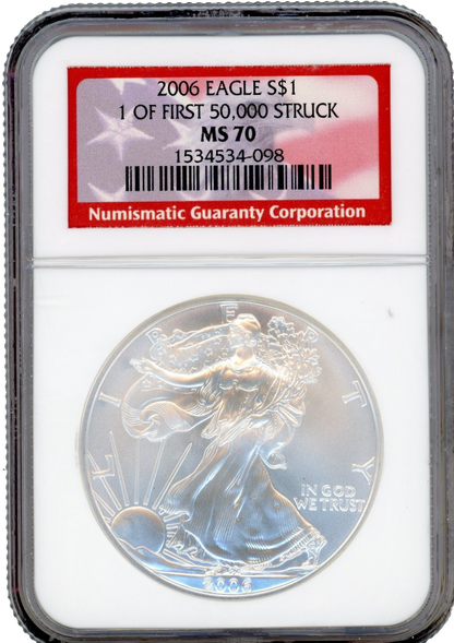 2006 Silver Eagle - First 50k Struck - NGC MS70