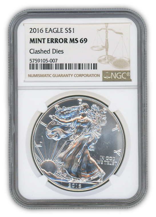 2016 Silver Eagle - Business Strike - Clashed Dies Error - NGC MS69