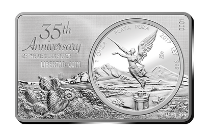 2017 Mexico Libertad - 3 Oz Silver Bar - Mexican Mint - 35th Anniversary