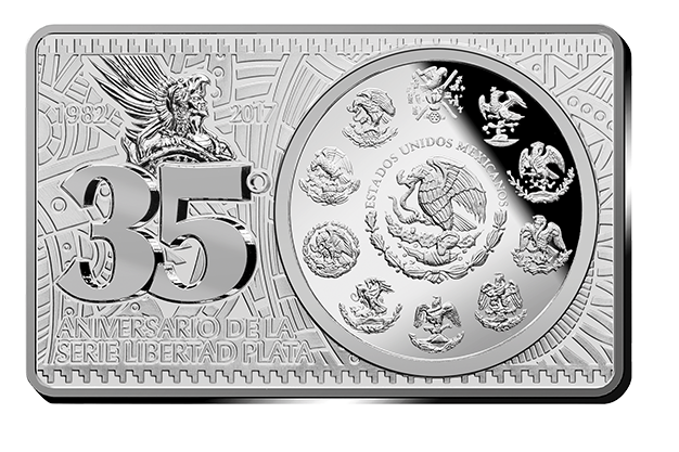 2017 Mexico Libertad - 3 Oz Silver Bar - Mexican Mint - 35th Anniversary