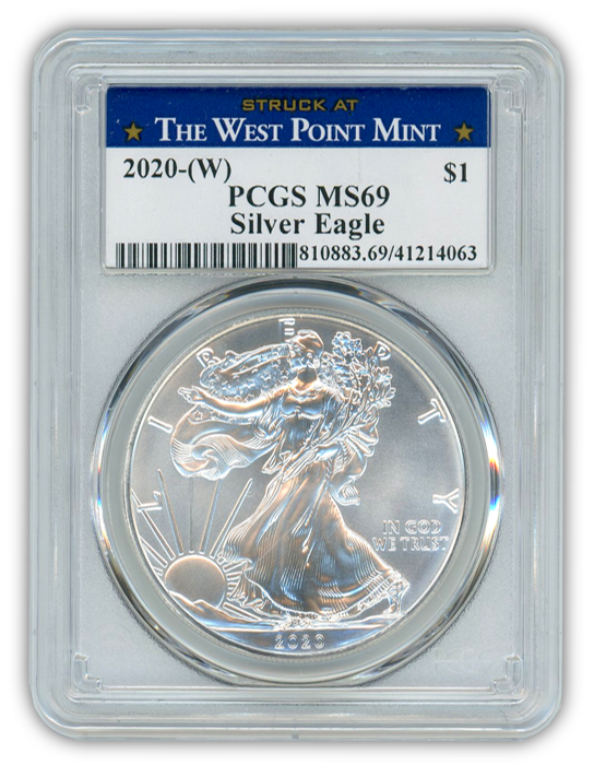 2020 (W) Silver Eagle - Business Strike - PCGS MS69 West Point Label