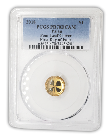 2018 Palau Good Luck 1g Gold Real Four Leaf Clover - PCGS PR70 FDOI