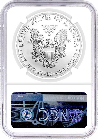 2021 P Silver Eagle - Type 1 - Business Strike - Philadelphia - NGC MS70 First Day of Issue Mercanti Flag Label