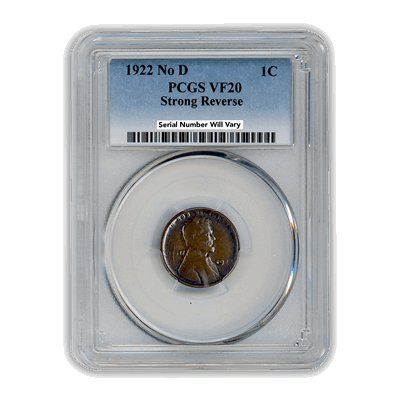 1922 Lincoln Cent No D - PCGS VF20 Strong Reverse