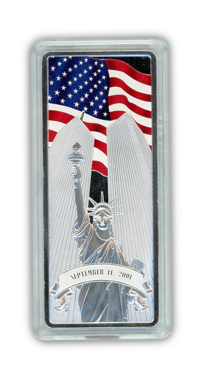 WTC Memorial 20th Anniversary 1 oz Silver Bar - Colorized