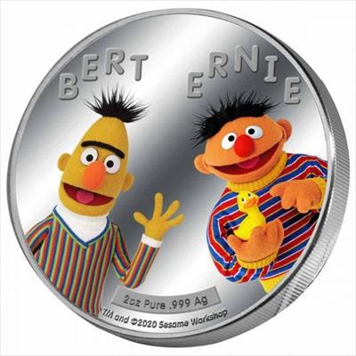 Sesame Street 2021 $5 Bert & Ernie  2oz Silver Proof Coin