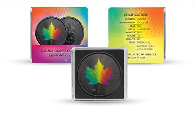 2022 Maple Leaf Black Ruthenium & Hologram 1 oz Silver