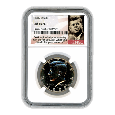 1989 Kennedy Half Dollar Denver - NGC MS66 PL Prooflike