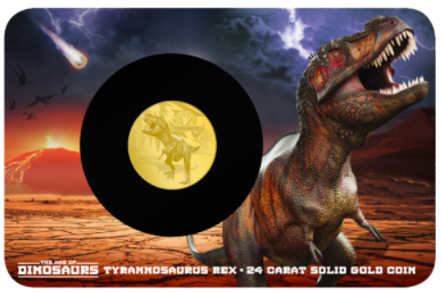 2021 Solomon Islands Age of Dinosaurs Tyrannosaurus Rex  0.5g Proof Gold coin