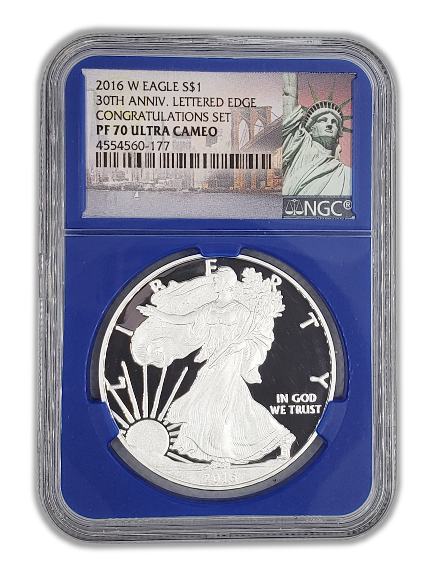 2016 Silver Eagle - Proof - Congratulations - NGC PF70 Blue Core