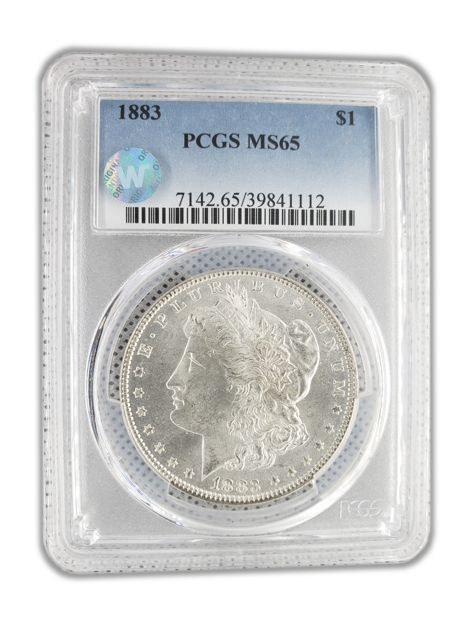 1883 Morgan Silver Dollar Philadelphia - PCGS MS65 Sight White