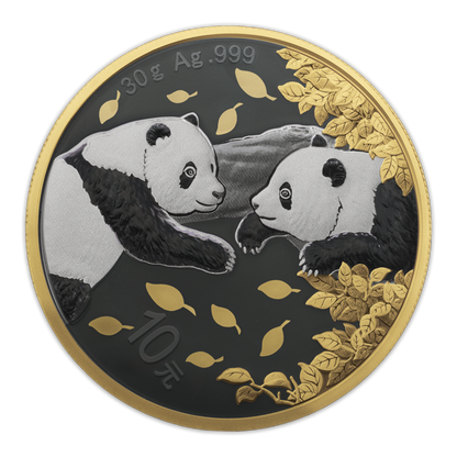 2023 China Panda Golden Ring - Black Ruthenium & Gold Enhanced 1 oz Silver